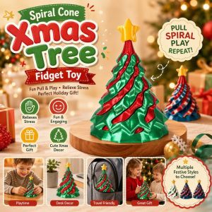 Spiral Christmas Tree Fidget Toy 3D Printed Pull Up Cone Stress Relief Desk Ornament Gift