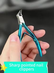 Professional Ingrown Toenail Clippers - 120 ° Angled Stainless Steel Nail Clippers for Thick/Hard Nails Double Spring Design Precise Groove Trimming Tool for Diabetics & Home Pedi (Black)