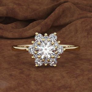 18k saudi gold pawnable 6 prong set diamond ring with full diamond European and American popular jewellery