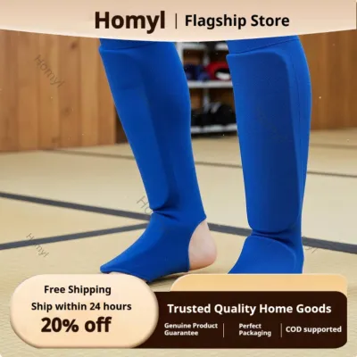 Homyl Padded Protection Shin Instep Guards Lightweight Elastic Shin Guards Slip-on Leg Protectors for Boxers Young Athletes Training Sparring
