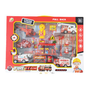 Pull Back Engineering Vehicles Set / Fire Rescue Vehicles Set Mainan Budak Bomba