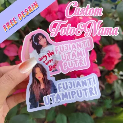 STIKER CUSTOM NAMA DAN FOTO FREE DESAIN WATERPROOF