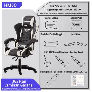 Kursi Gaming Tinggi Disesuaikan Kursi Komputer untuk Gaming Bantalan Duduk Lateks Kemiringan 135°