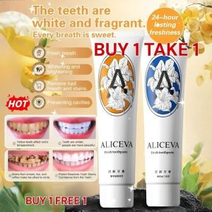 【Buy 1 Take 1】 ALICEVA Whitening Toothpaste Anti Sensitive Removes Yellow Fluoride Fresh Breath White Teeth Deodorant