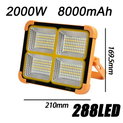 3000W Camping Light Solar Flood Light LED Portable Tent Light Recharge Spotlight Solar Light Outdoor Waterproof Light
