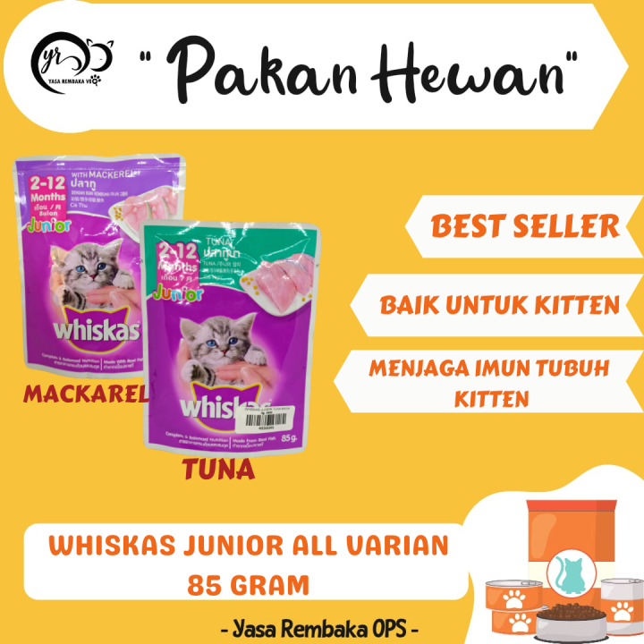 WHISKAS JUNIOR POUCH SACHET 85 gr Makanan Basah Kucing Kitten Rasa