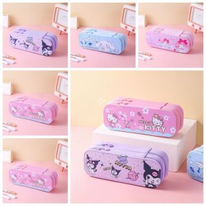 QANGENJU จุได้มาก กระเป๋าใส่ปากกา อ๊อกซ์ฟอร์ด ชั้น2ชั้น ที่จัดระเบียบเครื่องเขียน แบบพกพาได้ พนังพนัง กล่องใส่ดินสอ สำหรับนักเรียน