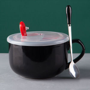 Large Ceramic 750MLBreakfast Bowl Mug Coffee Mug Big Handle Coffee Cup Big Mug Lid Milk Mug Bowl with Cover