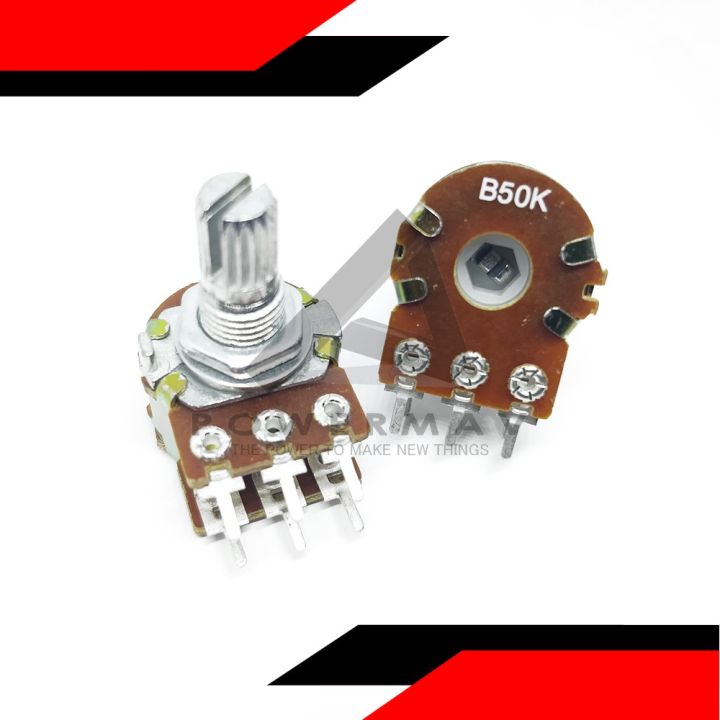 5 X 50K Ohm Linear Taper Potentiometer - 24mm PCB Mount With Solder Lugs