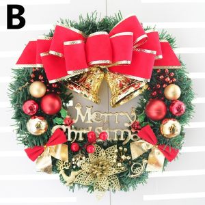【Baan Suk】พวงดอกไม้คริสต์มาส อุปกรณ์ ตกแต่งหน้าต่าง ประดับต้นคริสต์มาส จี้พวงมาลัยดอกไม้ คริสต์มาส 30cm