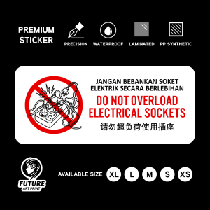 Do Not Overload Electrical Sockets. Dont Overload the Electric Socket Sticker Sign Electric Plugs Plugs.