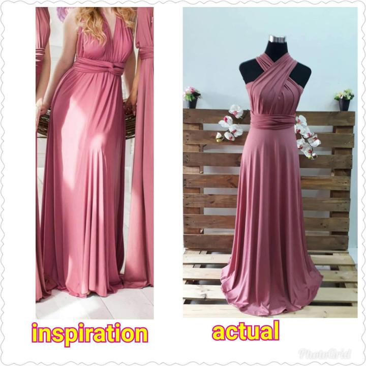 Doncher12 infinity dress OLD ROSE floor length with tube attached