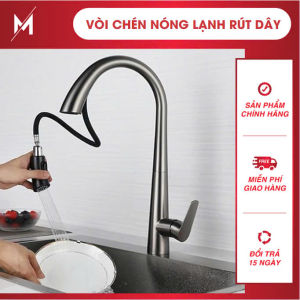 Vòi Rửa Chén Nóng Lạnh inox 304 Phủ Nano Xám Vòi Rửa Chén Có Điều Chỉnh Áp Lực Nước Có Dây Rút Tạo Ra Sự Linh Hoạt Và Tiện Ích Cho Người Dùng.