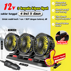 Lebih dingin dari salju Undine Kipas Angin Mobil 12V/24V 3 kepala dingin ac truk Tiga kepala dapat disesuaikan 540° 5kursi USB Charge Fans dapat digunakan Mobil/van tersedia Antarmuka pemantik rokok kipas angin mobil 24v truk Portable car fan Kipas Mobil