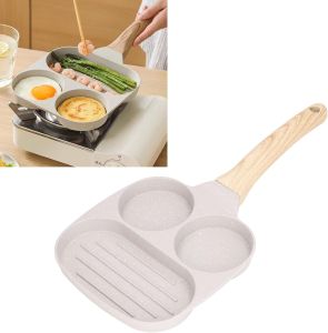 Egg Frying Pan 2 in 1 Frying Pan for Eggs and Cakes with 3 Compartments and 3 Non-Stick Holes Keimav
