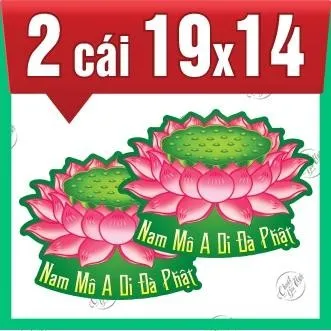 Miếng dán hoa SEN HỒNG A đi đà Phật dán trang trí xe ô tô may mắn bình an decal xe hơi