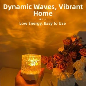 LFPLYQ New Year Water Ripple Projection Light Touch Color Changing Christmas Aurora Smart Light Ornaments Halloween Night Light Bedroom