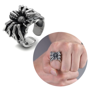 Mens Gothic Spiders Rings Punk Style Adjustable Finger Rings Halloween Simple Index Finger Rings Statement Gift