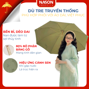 Ô dù truyền thống Nason Umbrella Bambrella thiết kế độc đáo công nghệ hiện lá khi gặp nước mưa