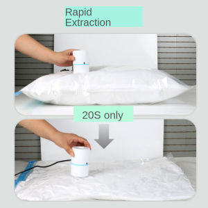FREE Electric Auto Pump 100x120CM Large Vacuum Bag Compression Storage Bag for Comforters Quilts Clothes Stuffed Toys Organisers Zipbag (Transparent)