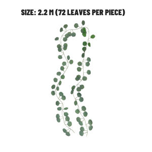 พืชสีเขียวจำลองหวายใบยูคาลิปตัส5ชิ้น2.2ม. ของตกแต่งงานปาร์ตี้แต่งงานห้องนั่งเล่นในบ้านใบไม้จำลองของตกแต่งสวน