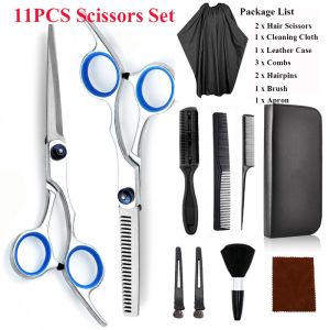 11pcs/set Professional Hair Cutting Scissors Hairdressing Salon Barber Hair Cut Tools