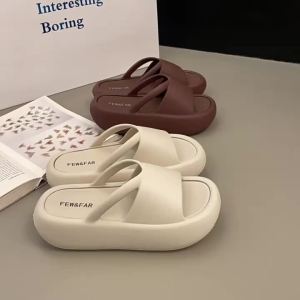 2026 Summer Thick-Soled Eva Flip-Flops Beach Sandals Height-Increasing Trendy Korean Style Simple And Luxurious