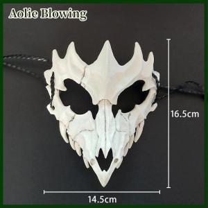 Aolie Party Skull Mask Long Teeth Demon Skeleton Half Face Mask Wolf Dragon Tiger Houjuu Nue Mask Cosplay Halloween Costume Props