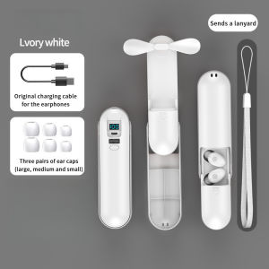 New F7 Fan Bluetooth Earphones 4 in 1 Combo Touch Control Bluetooth Earphones LEDFan Flashlight