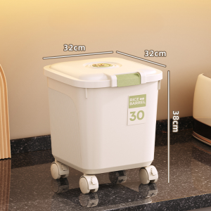 【Longlong】ถังใส่ข้าวสาร ถัง ความจุขนาดใหญ่ กล่องเก็บข้าวสาร ถังเก็บข้าวสาร ปิดผนึกป้องกันความชื้น ล้อเลื่อนแบบถอดได้