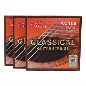 Classic and durable silver plated copper wound transparent nylon 6-string guitar strings Alice AC108