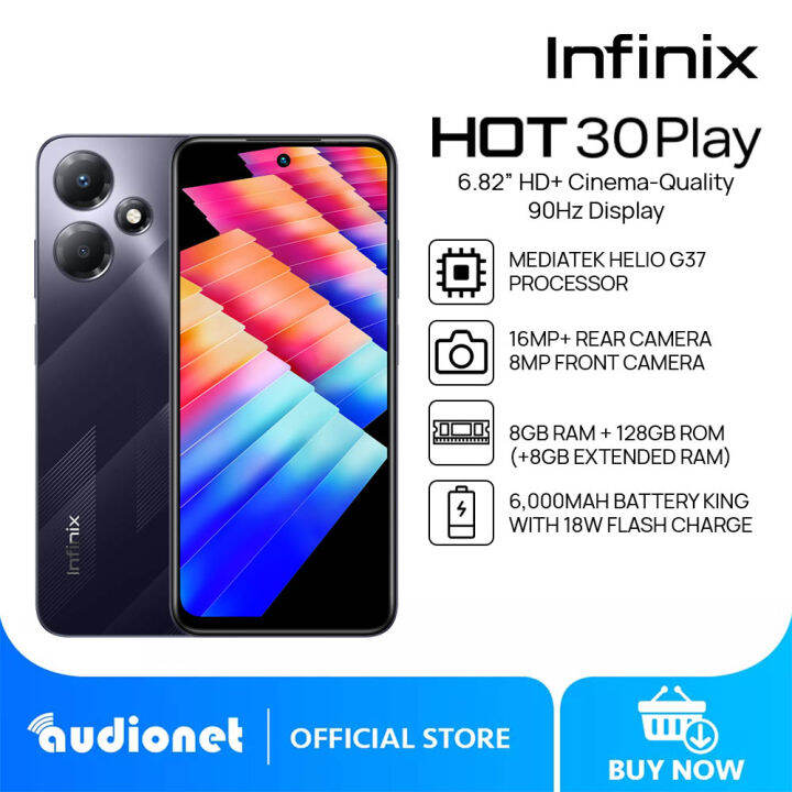 Infinix Hot 30 Play Smartphone 8gb128gb Mediatek Helio G37 682” Hd 90hz Display 16mp 2525