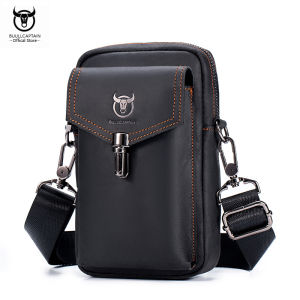 BULLCAPTAIN Crazy Horseหนังเอวกระเป๋าแฟชั่น7นิ้วโทรศัพท์มือถือไหล่กระเป๋าสะพาย