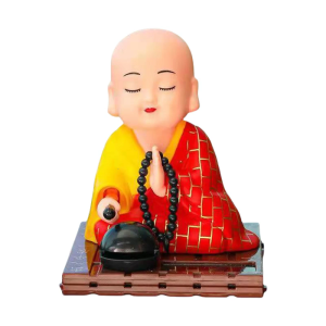 Nodding Buddhist Monk Car Ornament Solar Energy ABSDashboard Decoration Little Monk Figurine Ornament for Home