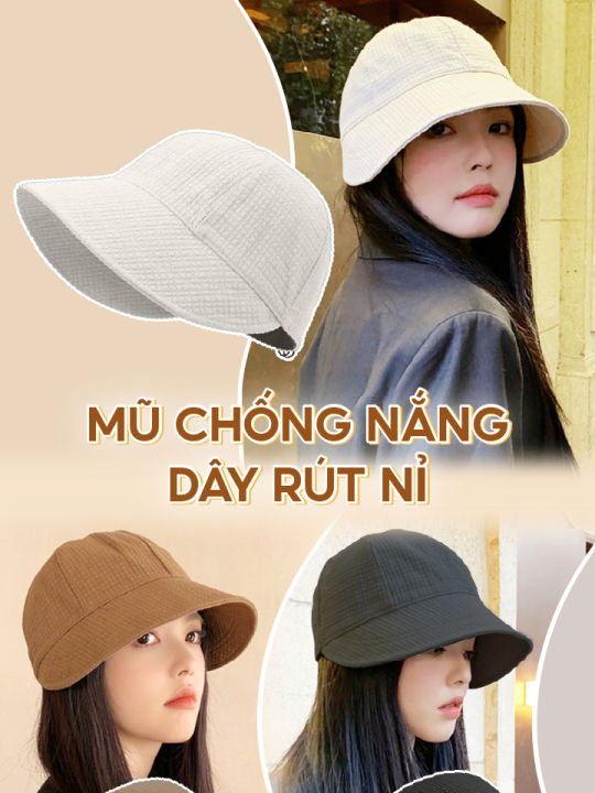 Mũ Rộng Vành Nỉ Dây Rút Chống Nắng Jussy Official Kiểu Nón Rộng Vành Nữ ...