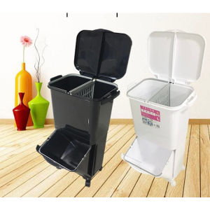 Double layer Trash Dustbin dry and wet separation trash ho kitchen with Lid Sorting Trash Dustbi