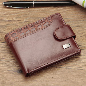Baellerry Factory wholesale casual mens short wallet with leather patchwork and clasp horizontal style leather wallet walle