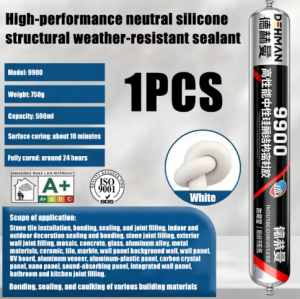 German 750g 9900 Silicone Sealant Neutral with glue gun silicone tube sealant Crack resistance joint filling waterproofing weather resistance mold resistancesilicone sealant gun