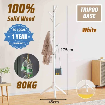 🇸🇬【SG stock】 Cloth Hanger Rack Stand 100% Beech Wooden Clothes Stand Nordic Style Wooden Coat Rack Stand Clothes Hanger Rack Bedroom Clothes Stand Rack For Umbrella Bag Hat Cloth Hanger Rack Stand