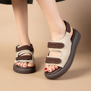 [Free Shipping] 2026 New Roman-Style Sandals For Women Featuring A Summer Design Velcro Closure Low Heel Fashionable And Versatile Style Comfortable To Wear With Dresses And Suitable For The Beach