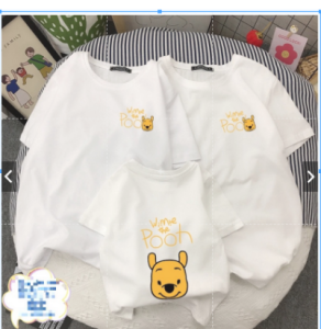 áo thun gấu POOP in 2 mặt chất cotton mịn mát  áo gia đình 3/4/5 người có áo big size