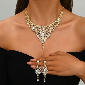 BOBO MISS Rhinestone Crystal Jewelry Set Exquisite Shining Earrings Bridal Luxury Necklace Women