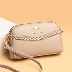 Tas Selempang Wanita Kepangan Poliester Desain Korea Warna Arang/Biru