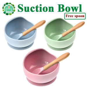 Baby Silicone Bowl Set with Spoon Baby Food Bowl Training Suction Cup Bowl Food Grade Baby Feeding Silicone Bowl