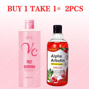 BUY 1 TAKE 1 FDA approved AVE Pink VC Toner 500ml + 500ml Original Alpha Arbutin Body Serum for Skin Whitening Skin Care Essence Moisturizer
