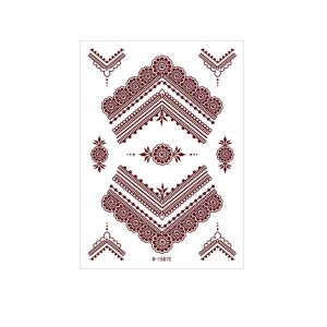 PHANT Legs Arm Henna Tattoo Stickers Lace Fake Tattoo Red Mehndi Stickers Temporary Tattoo Red Lace Henna Tattoo Wedding Tool Body Art Sticker Women/Lady