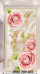 Tranh gạch 3d hoa khổ dọc