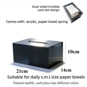 FFBH Natural Marble Tissue Luxury Aesthetic Rectangular Tissue Case Living Room Bedroom Storage Napkin Home Decor Storage 2Z6B7