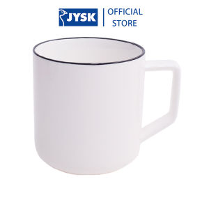 Cốc | JYSK nID | sứ trắng bóng viền đen | 12.3x9.1x9.7cm (400ml)