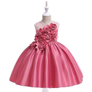 Girls Flower Dress Bow Formal Sleeveless Party Mesh Princess Kids clothing